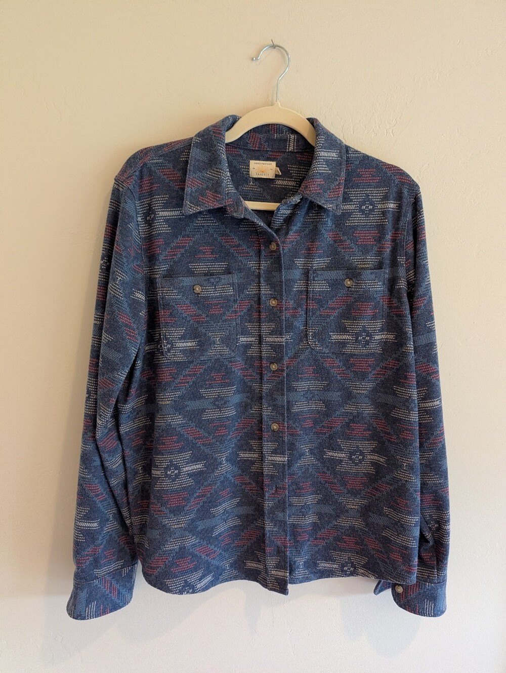 Faherty Women's Doug Good Feather Western Knit Shirt L